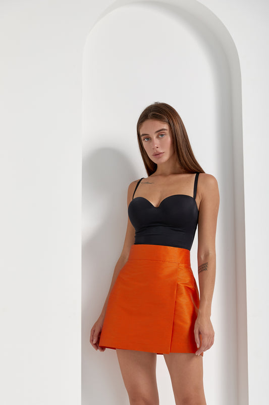 Victoria Sculptural Mini Orange Skirt