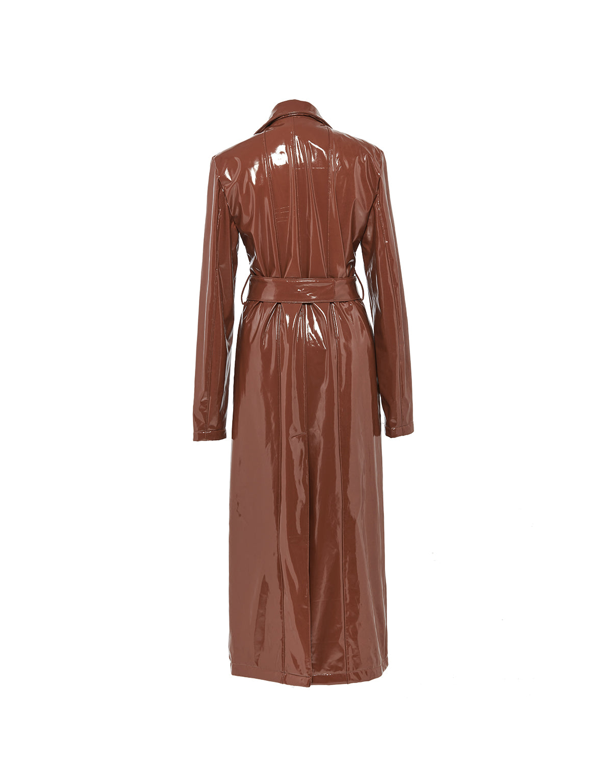 Lacquered trench coat in faux leather (brown caramel)