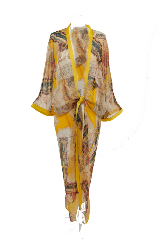 La Mare kaftan in abstract yellow