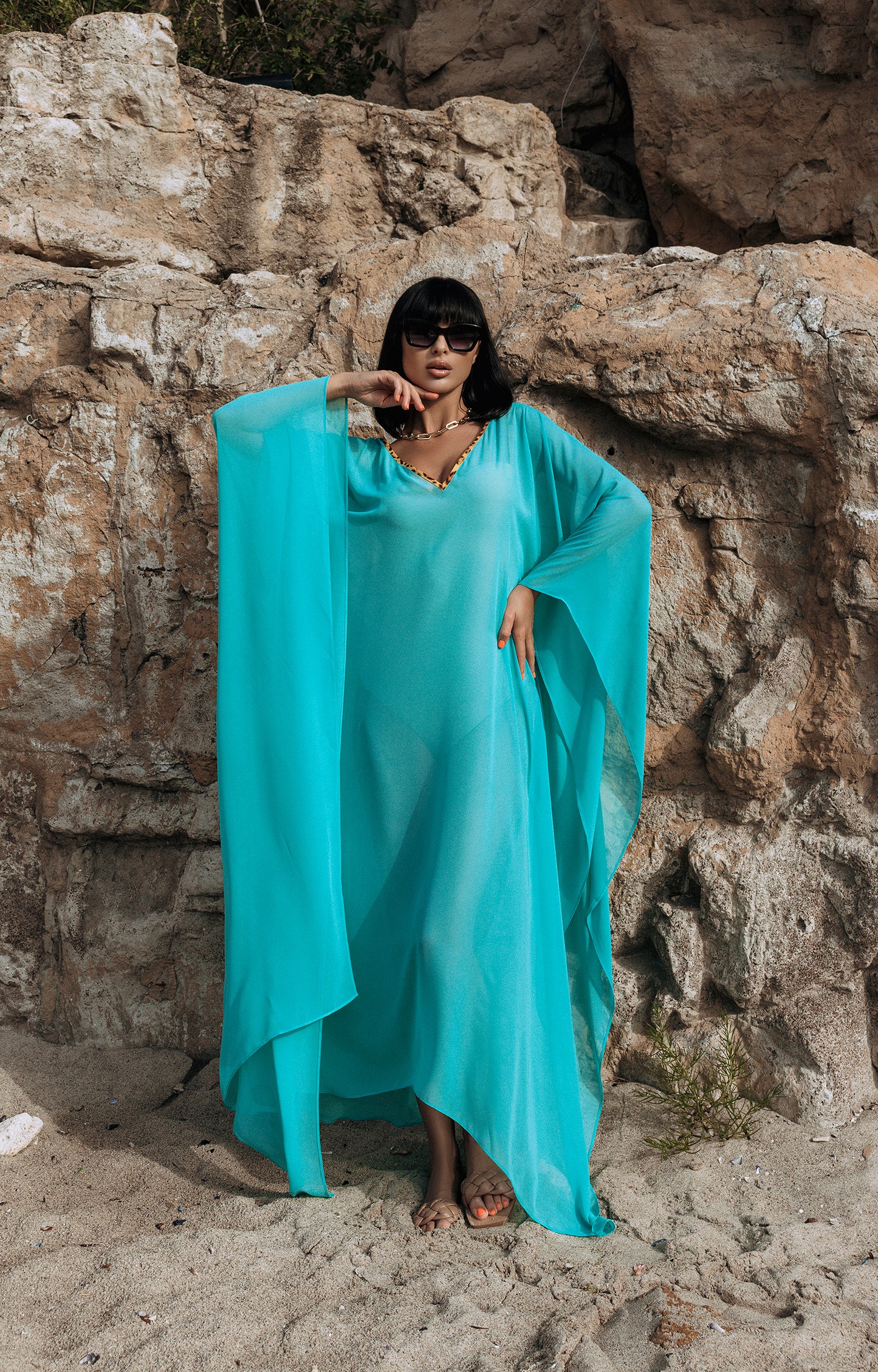 La Mare Kaftan in turquoise