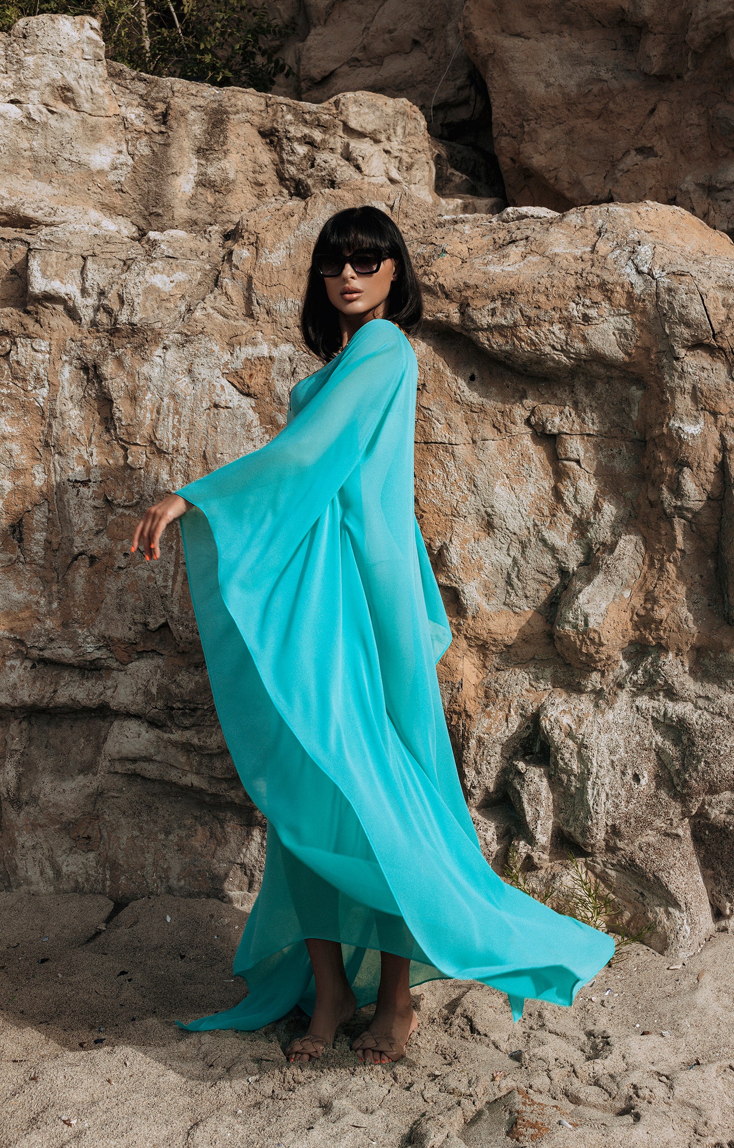 La Mare Kaftan in turquoise