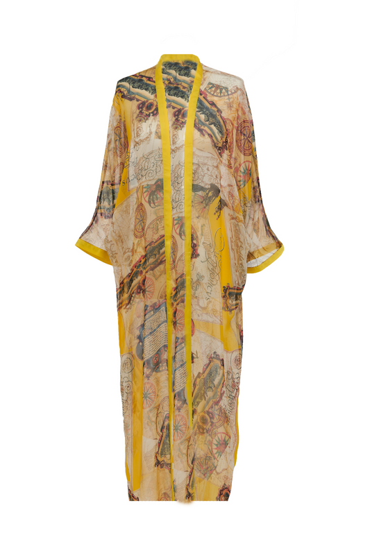 La Mare kaftan in abstract yellow